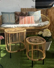Garden Lounge Set with Table 3 Seater MARATEA/CESENATICO Rattan Natural_986736