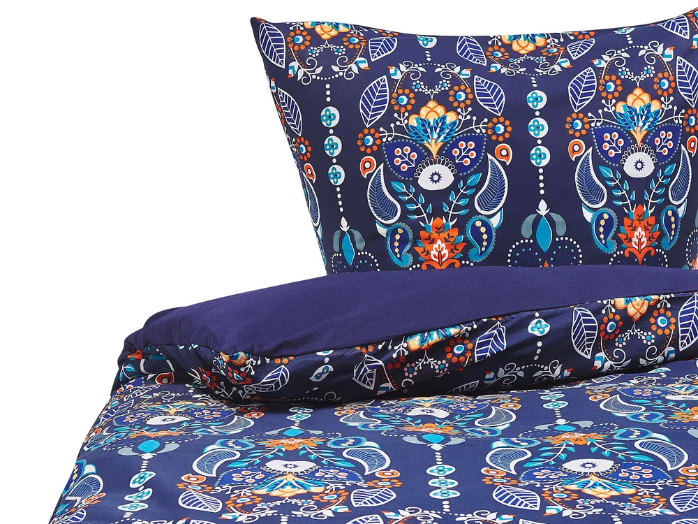 Duvet Cover Set MADRONA 135 x 200 cm Sateen Cotton Dark Blue