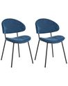 Set of 2 Dining Chairs KIANA Fabric Dark Blue