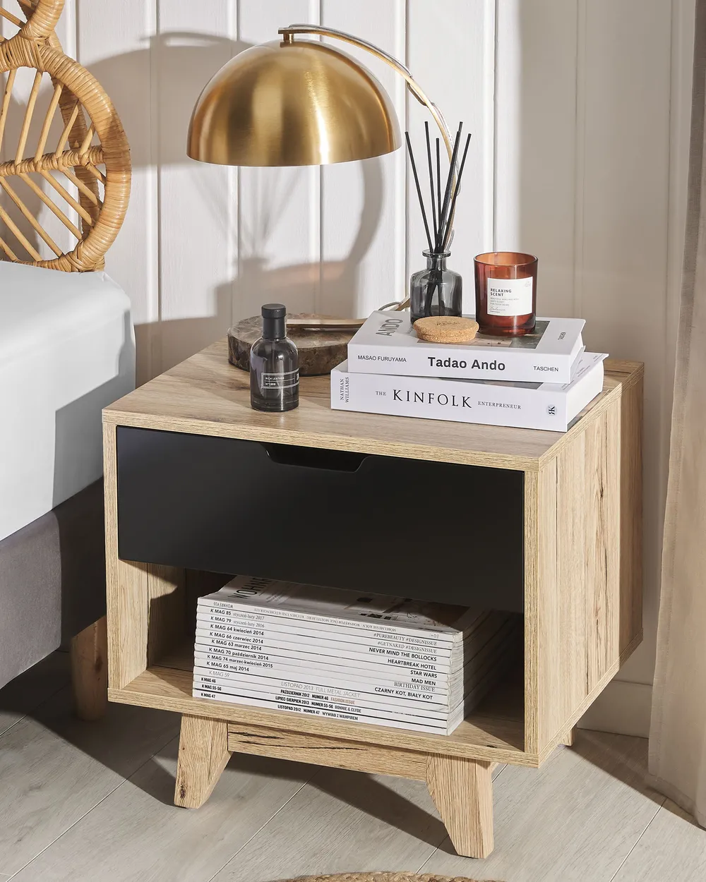 1 Drawer Bedside Table SPENCER Black