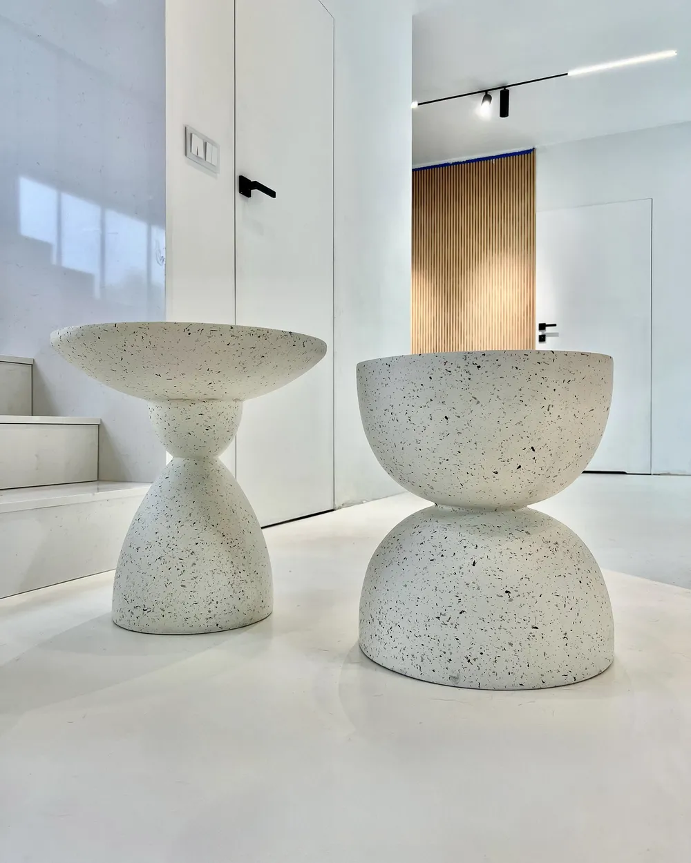 Side Table CAORIA 40 cm 40 cm Terrazzo Effect Off-White_897001