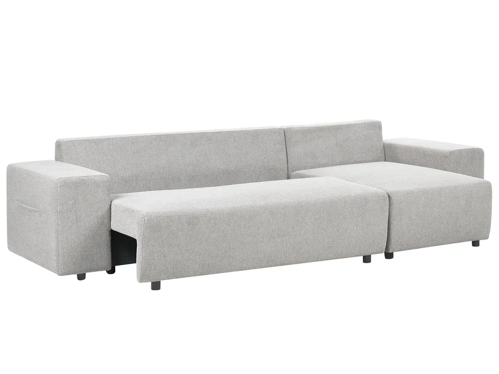 Corner Sofa Bed 3 Seater LUSPA with Storage Fabric Light Grey Left Hand_900983