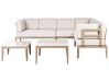 Garden Corner Sofa with Table 6 Seater RIMA III Modular Metal Light Beige Left Hand