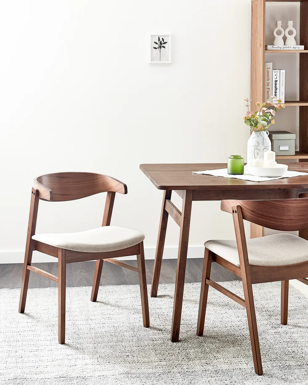 Set of 2 Dining Chairs LILLY Fabric Brown/ Beige