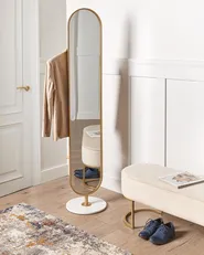 Coat Stand with Mirror MOODY 170 cm Metal Gold_935087