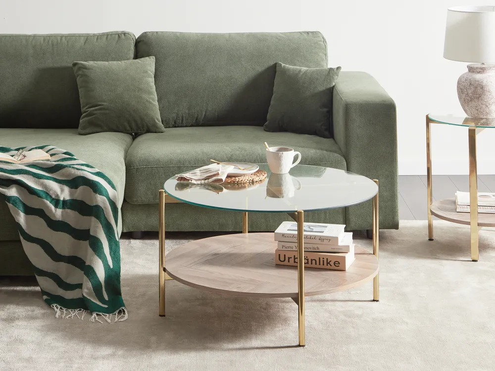 Coffee Table LOVELL Tempered Glass Gold