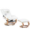 Massage Chair MAJESTIC with Footstool Faux Leather White