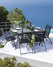 Puutarhatuolisetti 6 kpl LIVO Metalli Musta_1178603