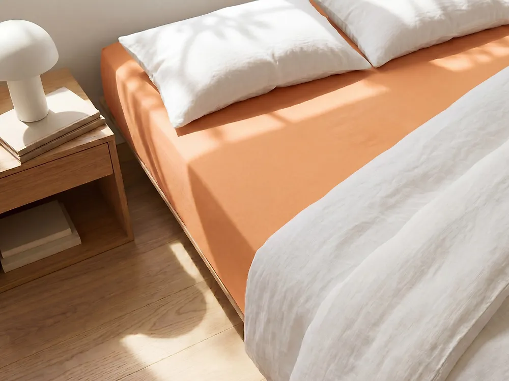 Fitted Sheet JANBU 140 x 200 cm Cotton Orange_1184570