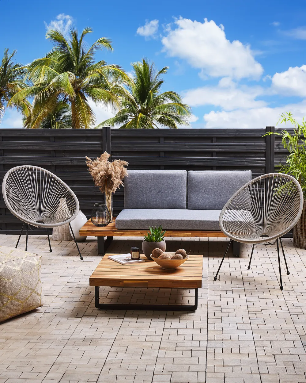Set of 2 Garden Chairs ACAPULCO II PE Rattan Light Grey