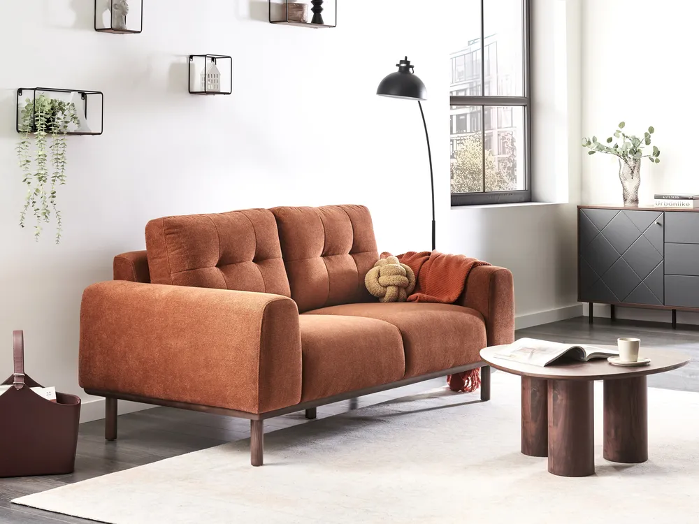 Sofa 2 Seater LAURILA Fabric Golden Brown