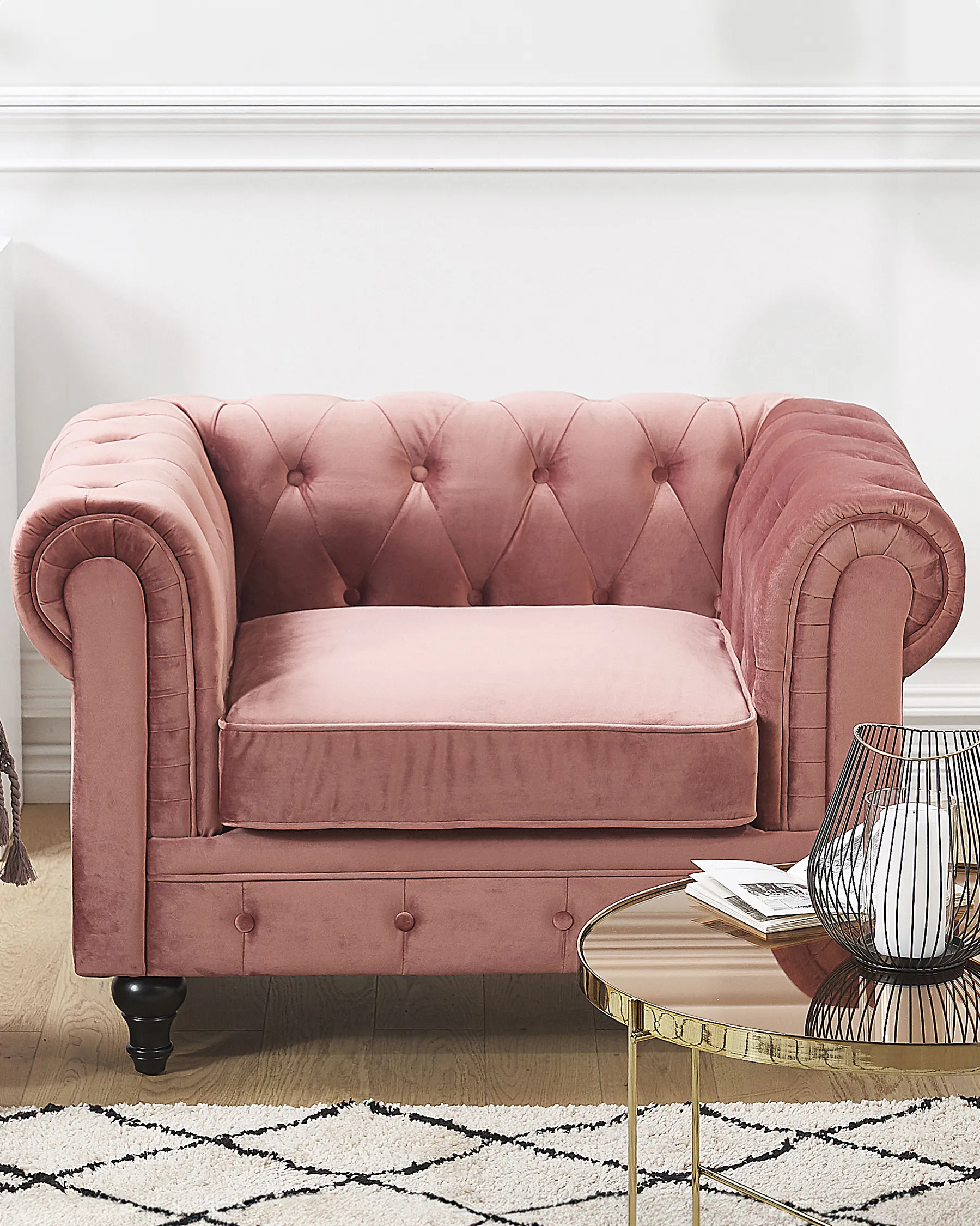 Nojatuoli CHESTERFIELD Sametti Vaaleanpunainen_778837