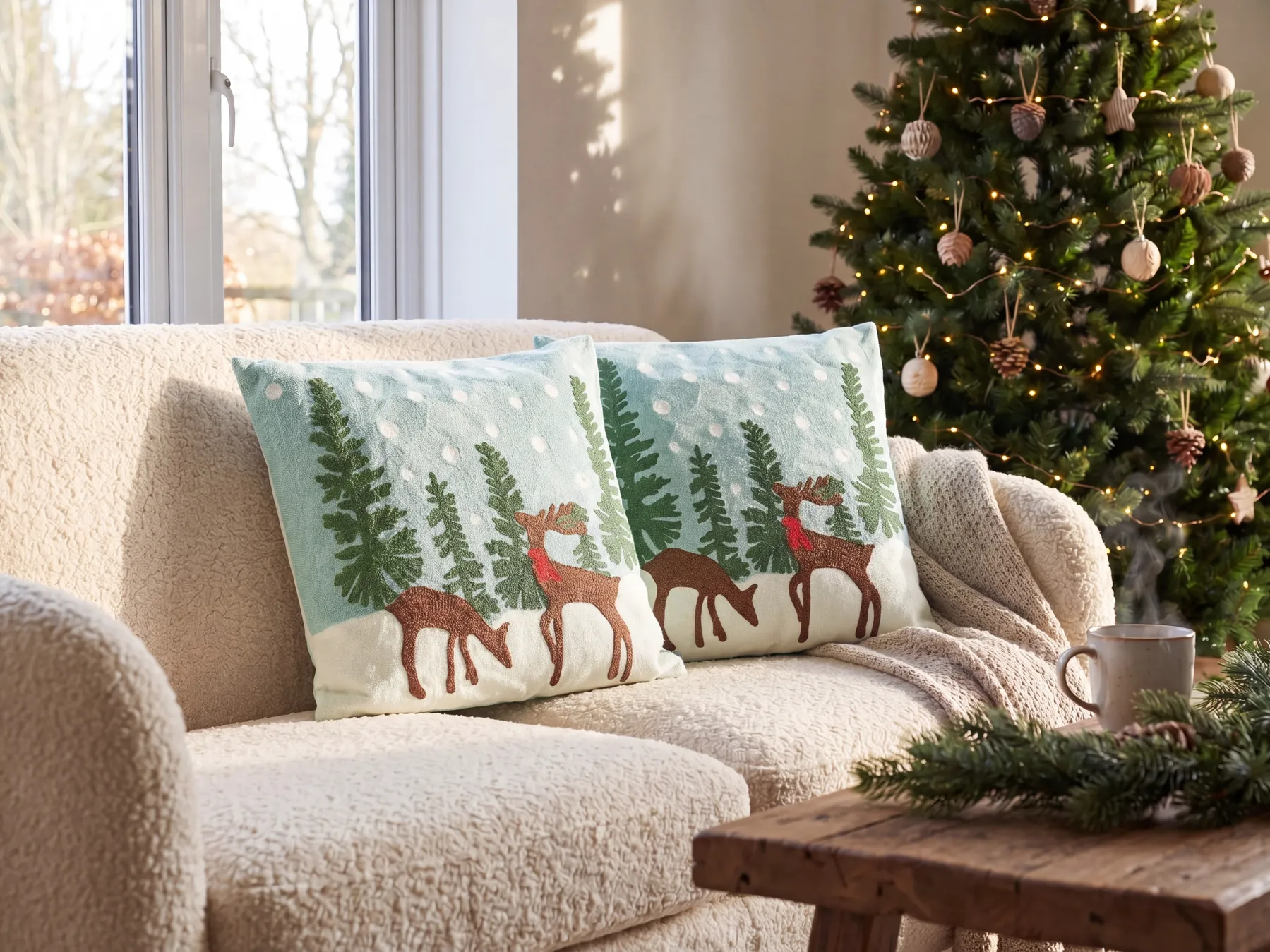Koristetyynysetti 2 kpl PEPPERMINT Puuvilla 45 x 45 cm Vaaleansininen_946868