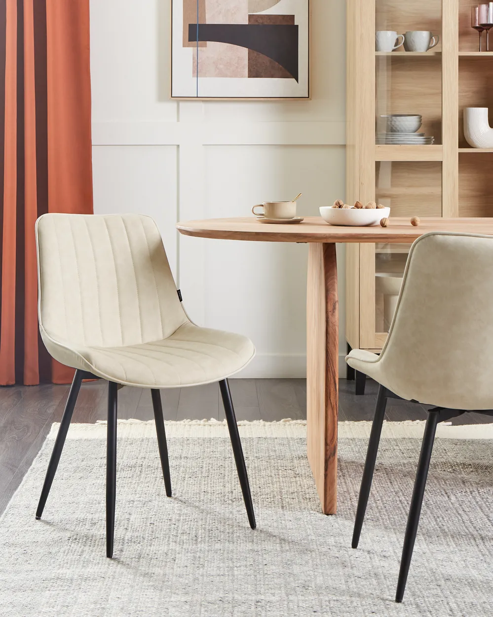 Set of 2 Dining Chairs DUBROVNIK Faux Leather Light Beige