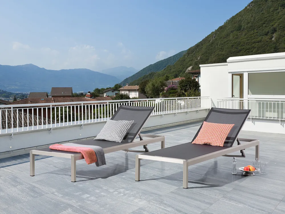 Sun Lounger FOSSATO Reclining Metal Black