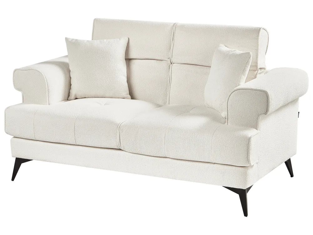 Sofa 2 Seater SKIVE Boucle White_948662