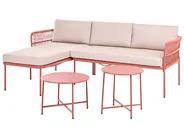 Garden Corner Sofa 3 Seater ONZO with Tables Metal Red Right Hand_1084396
