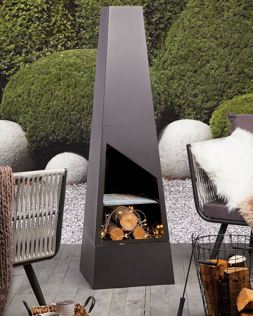 Ildsted med grill YATE Metall Svart