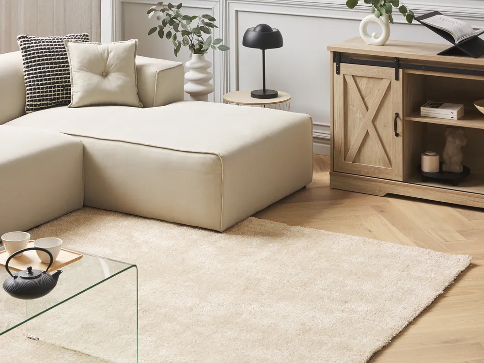 Shaggy Rug DEMRE Beige 160 x 230 cm