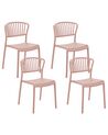 Set of 4 Garden Chairs GELA Pastel Pink