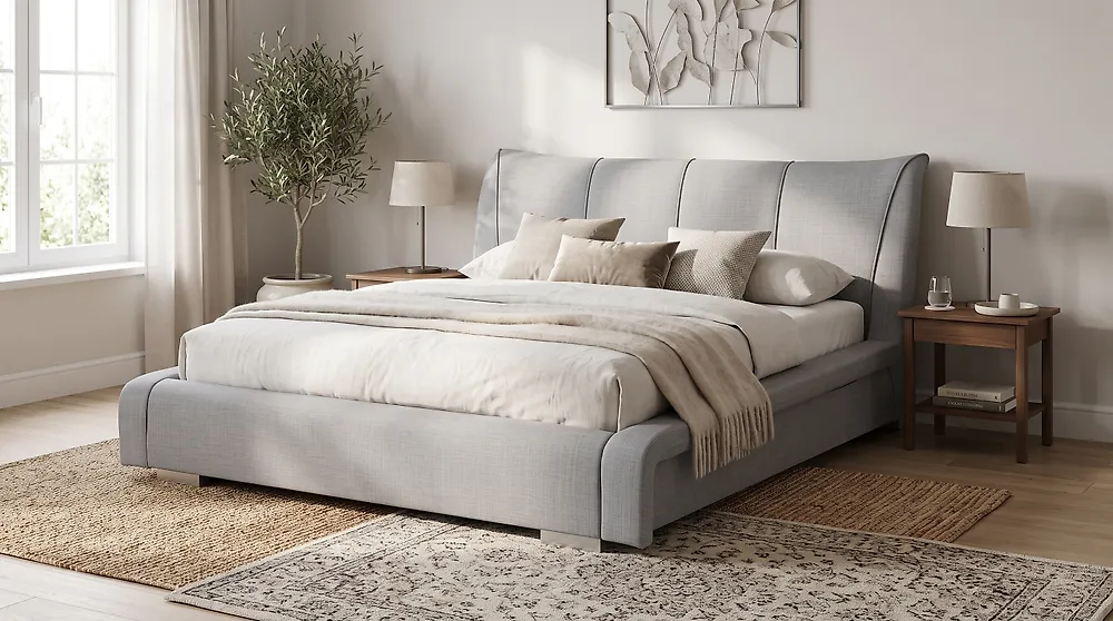 Bed Fabric NANTES 180 x 200 cm (EU Super King) Light Grey_1178117