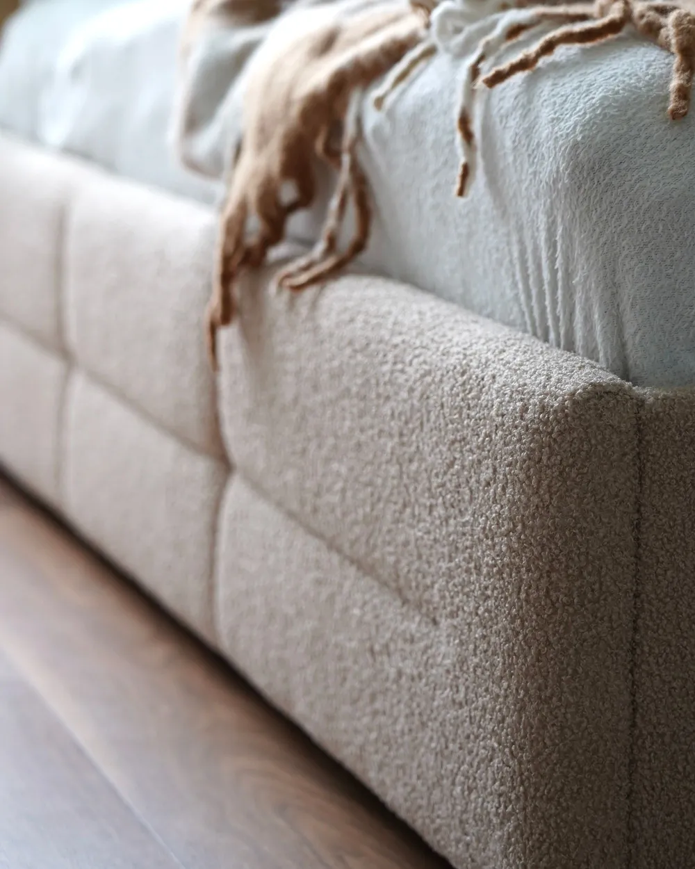 Säng med förvaring MASSOGNES Bouclé Beige 180 x 200 cm_1173935