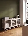 Vitriinisenkki DEVON 115 cm Metalli Beige