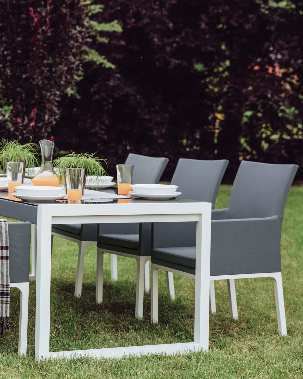 Set of 2 Garden Chairs with Cushions BACOLI Fabric Dark Grey