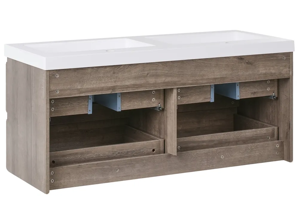 Wall Mounted Double Basin Vanity Unit VIEDMA Taupe_1004991