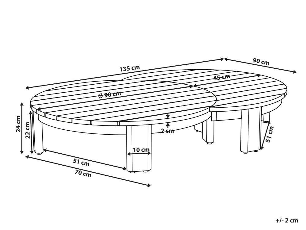 Garden Coffee Table ARZELLO  135 cm 90 cm Acacia Wood Brown_1163947
