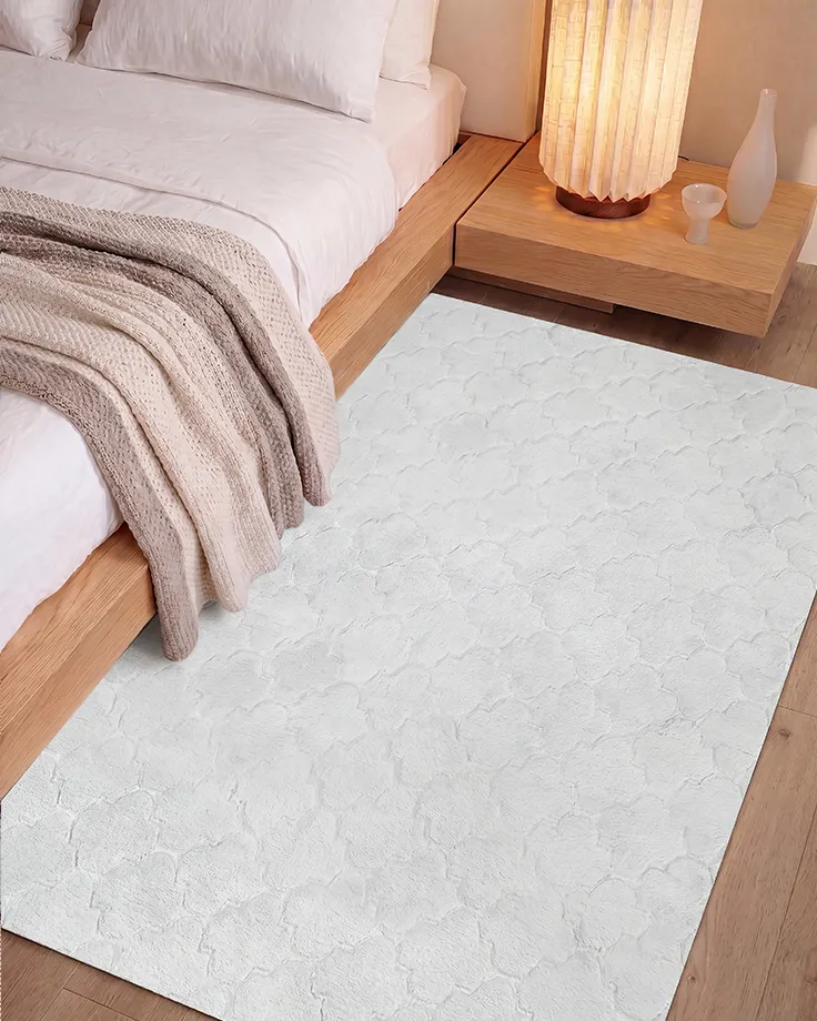 Faux Rabbit Fur Rug Light Grey GHARO Various Sizes