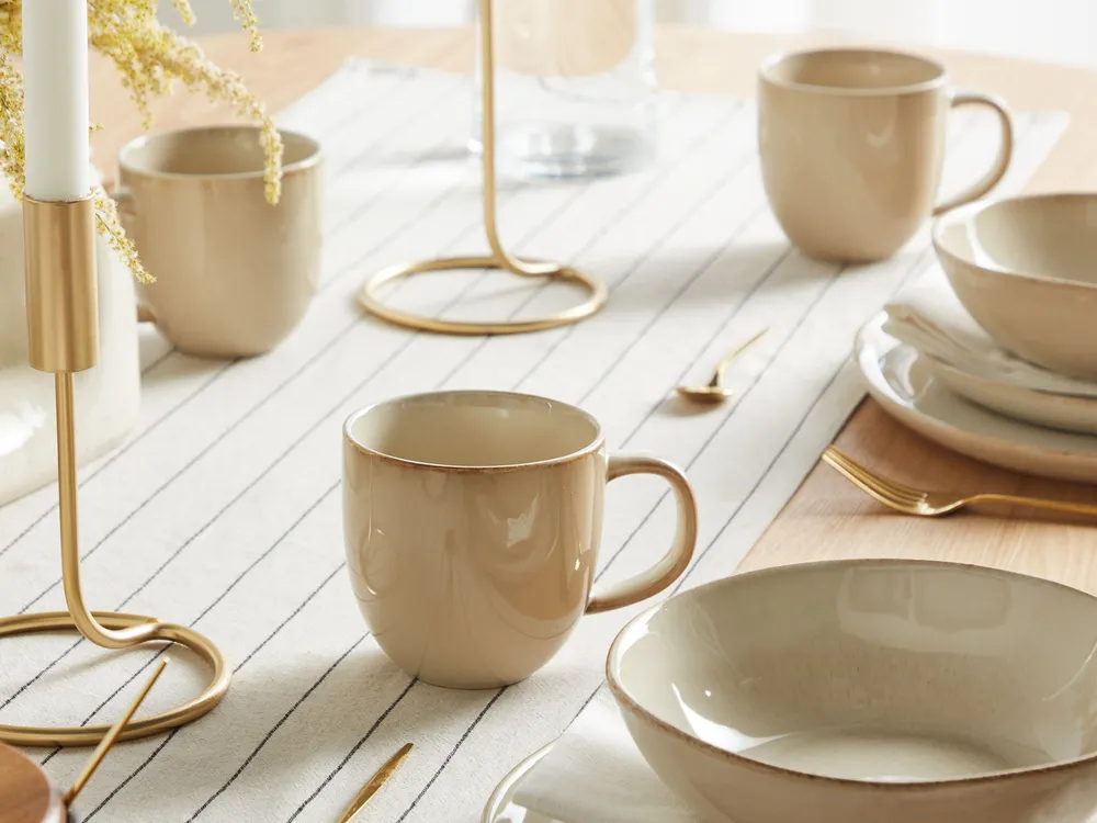 Set of 4 Mugs GINSENG Stoneware Light Beige