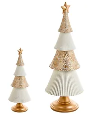 Set of 2 Christmas Decorations ASPO 32/41 cm Christmas Tree Off-White/ Gold_1175712