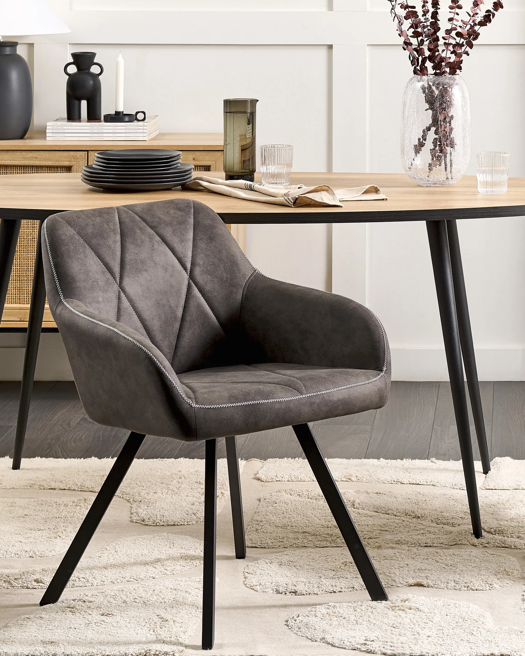 Set of 2 Dining Chairs MONEE Fabric Dark Grey_724891