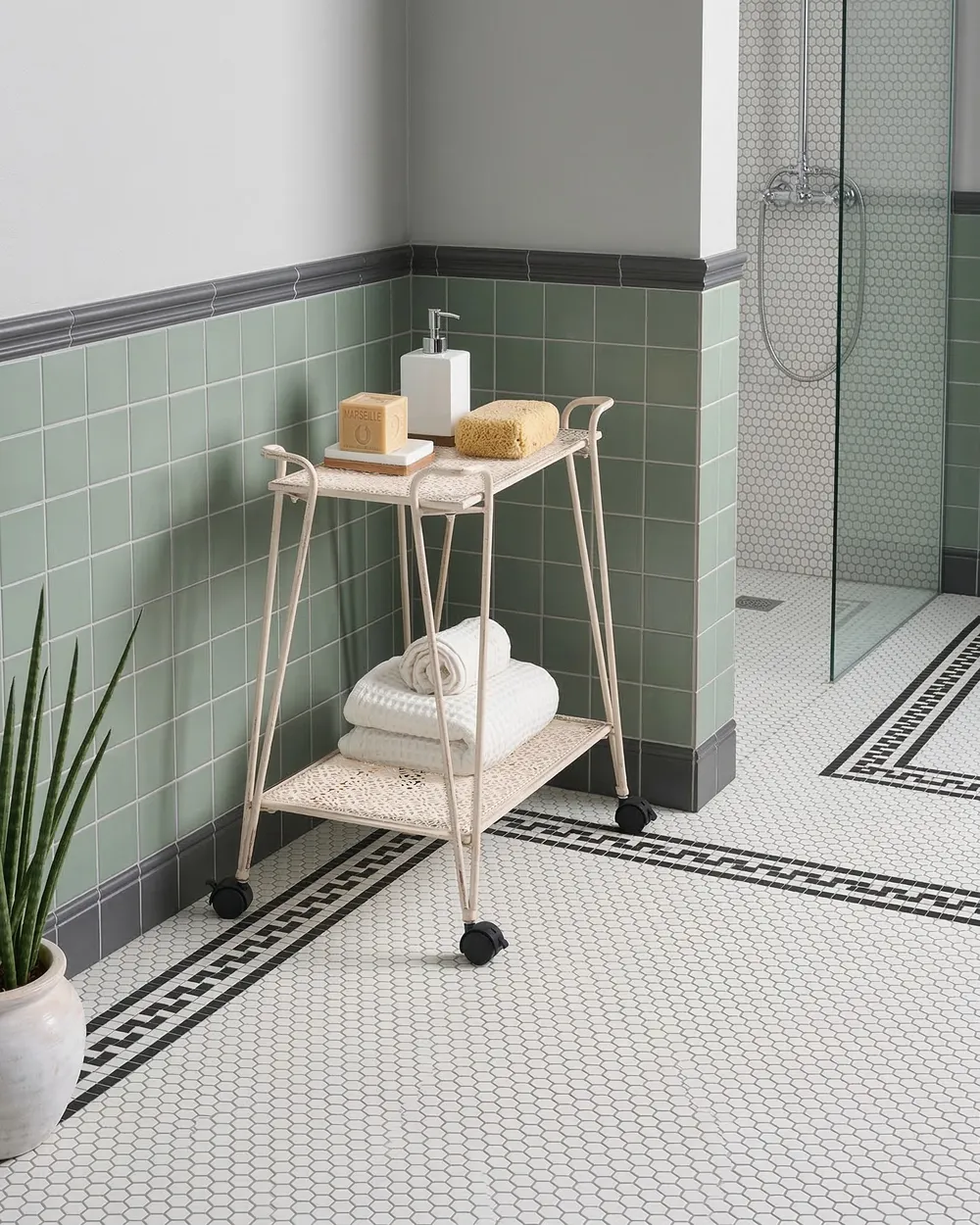 Storage Trolley YUMBILLA with Wheels Metal White