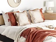 Set of 2 Decorative Cushions AGRIMONY 45 x 45 cm Beige Oriental Pattern_1187203