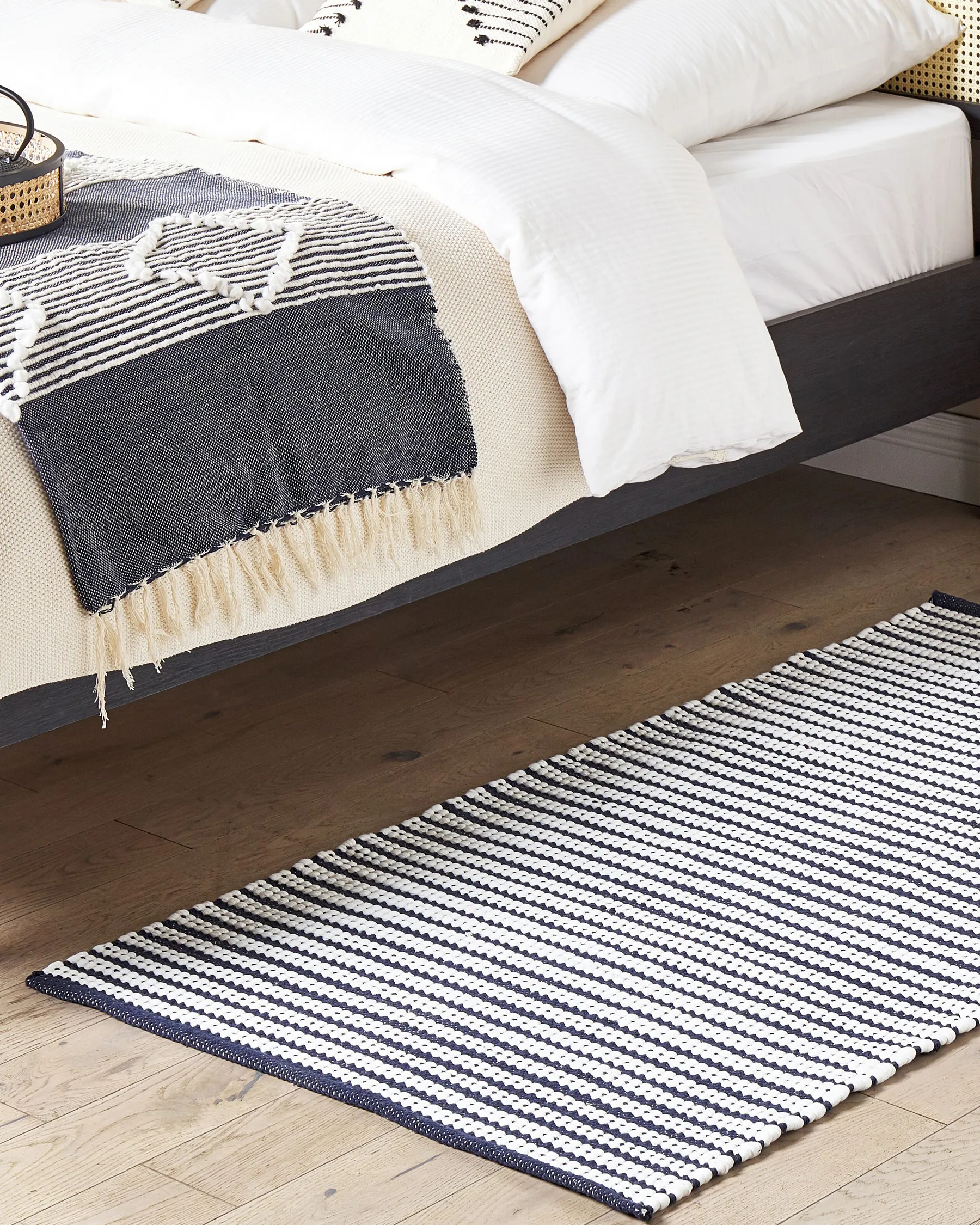 Rug SOFULU Navy Blue 80 x 150 cm Cotton_842830