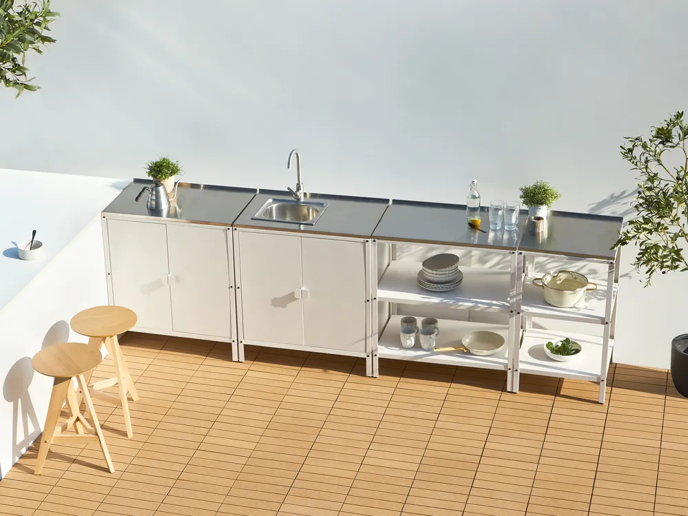 4 Piece Outdoor Kitchen Set with Sink VILAMA White Metal