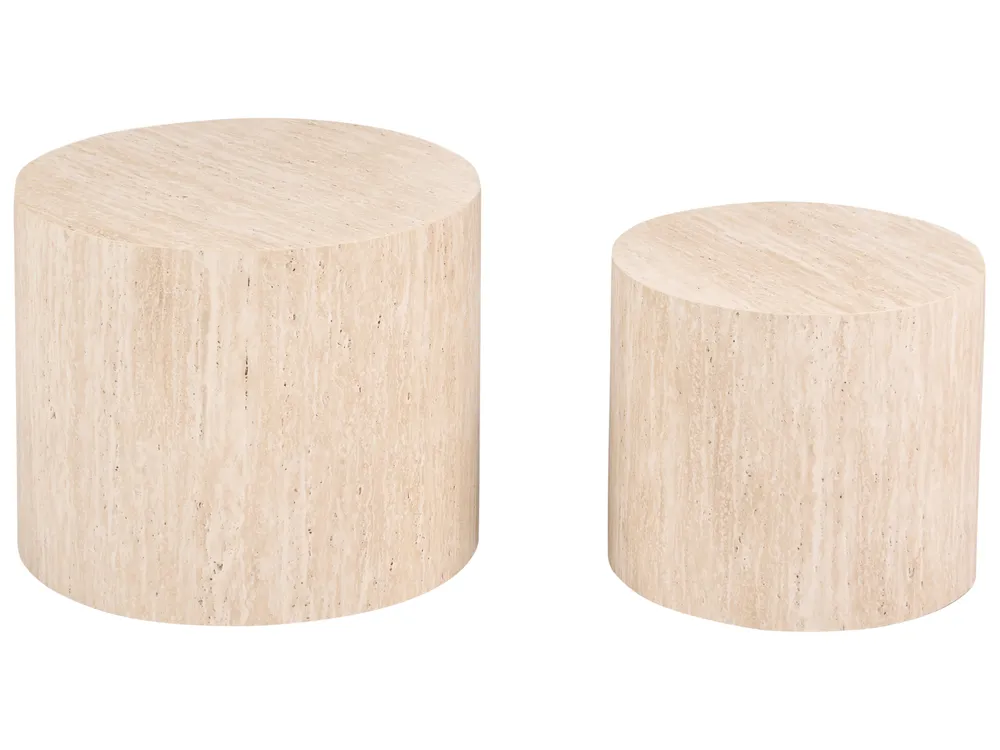 Set of 2 Coffee Tables MANTI Travertine Effect
