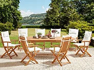 Trädgårdsmatgrupp 8-sits MAUI II med kuddar Akaciaträ Off-White_926687