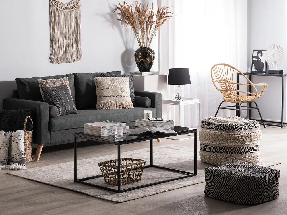 Sofa 2 Seater KALMAR Fabric Dark Grey