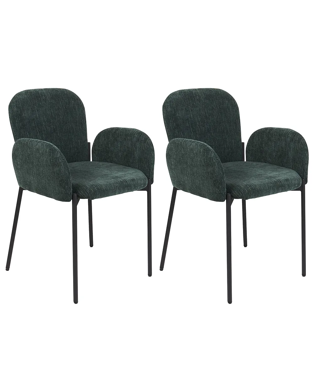 Set of 2 Dining Chairs ALBEE Fabric Dark Green