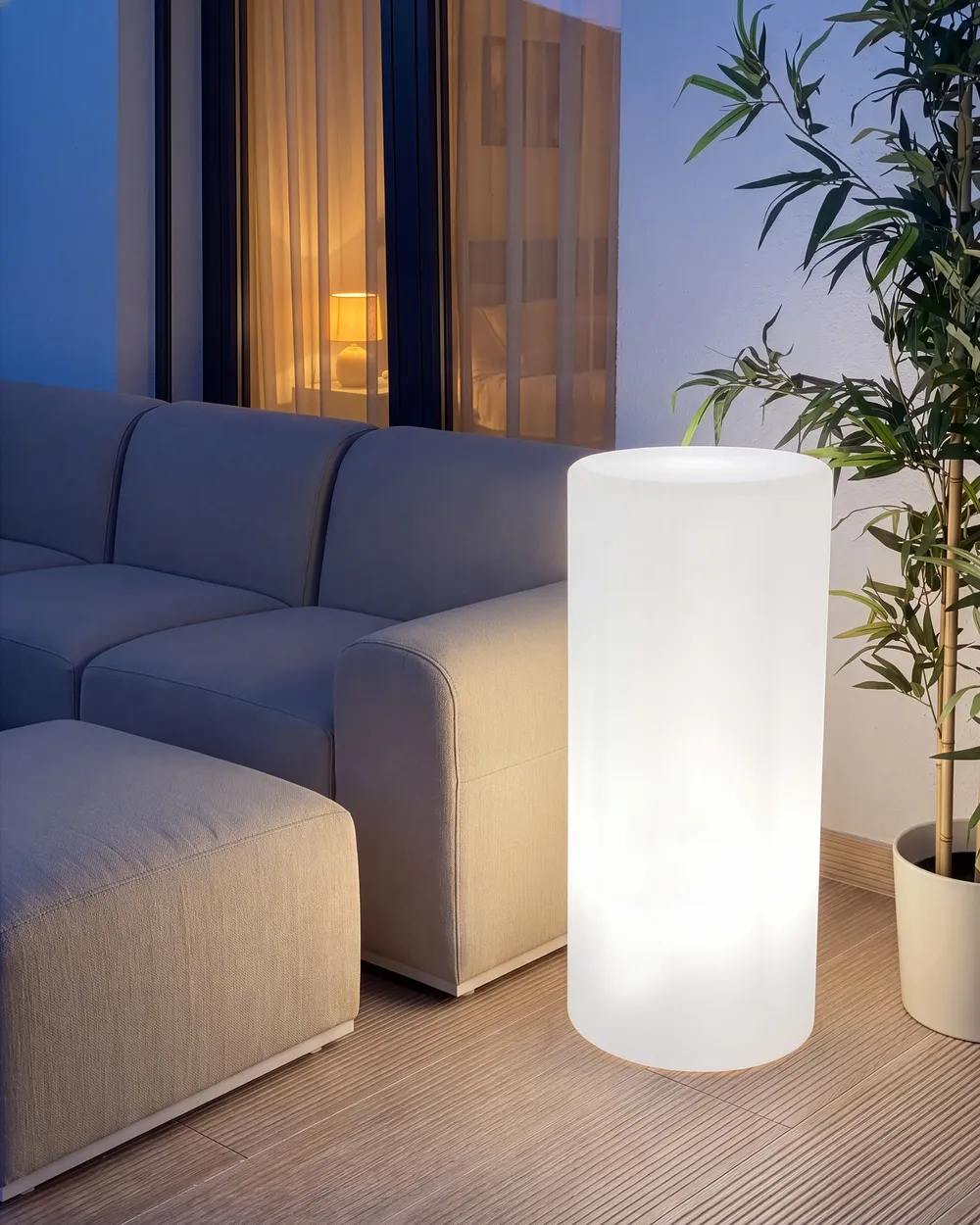 Outdoor LED Floor Lamp PIEDRA with Remote White