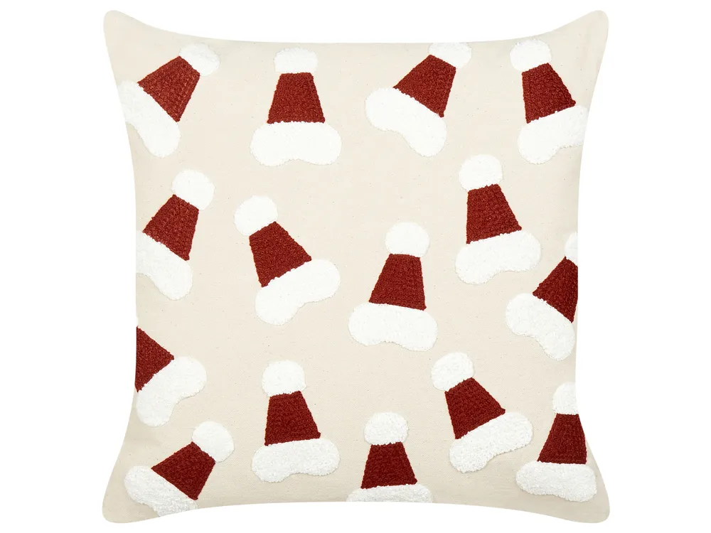 Set of 2 Decorative Cushions SUGARPLUM 45 x 45 cm Cotton Light Beige Christmas Motif_946782