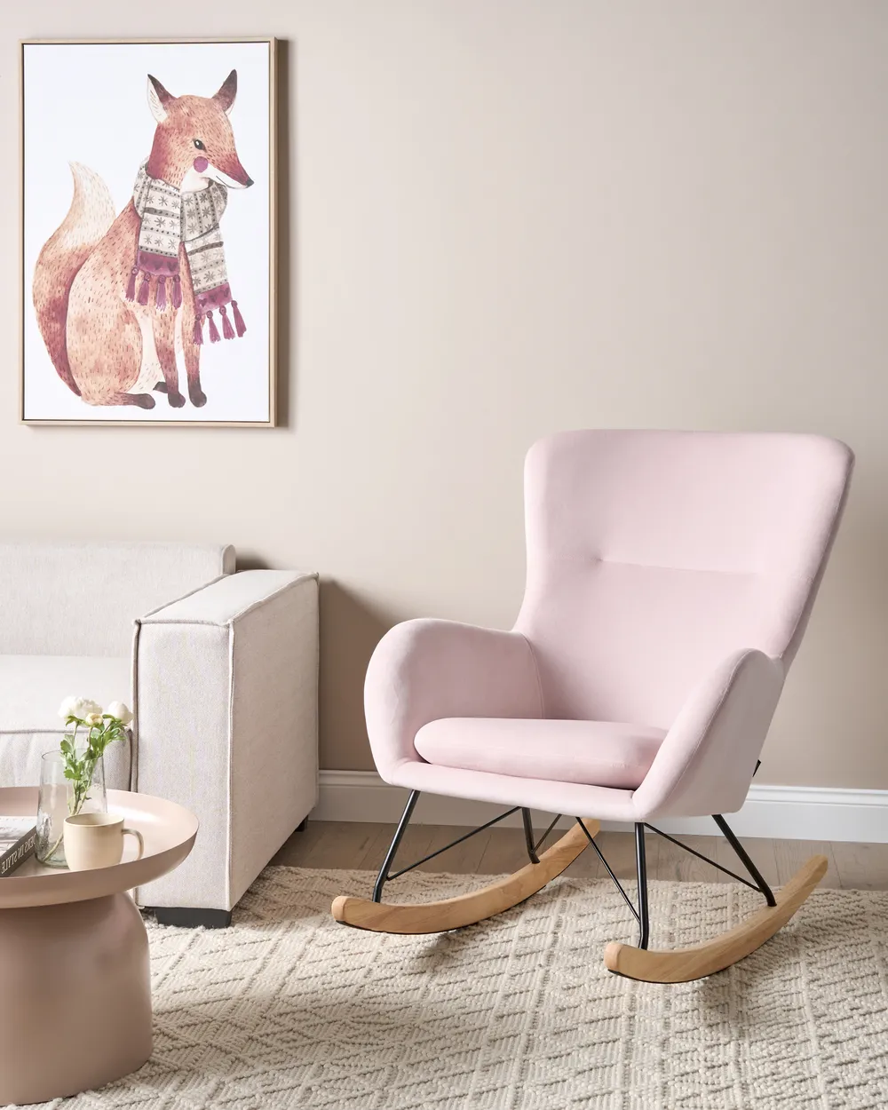 Rocking Chair ELLAN Velvet Pink