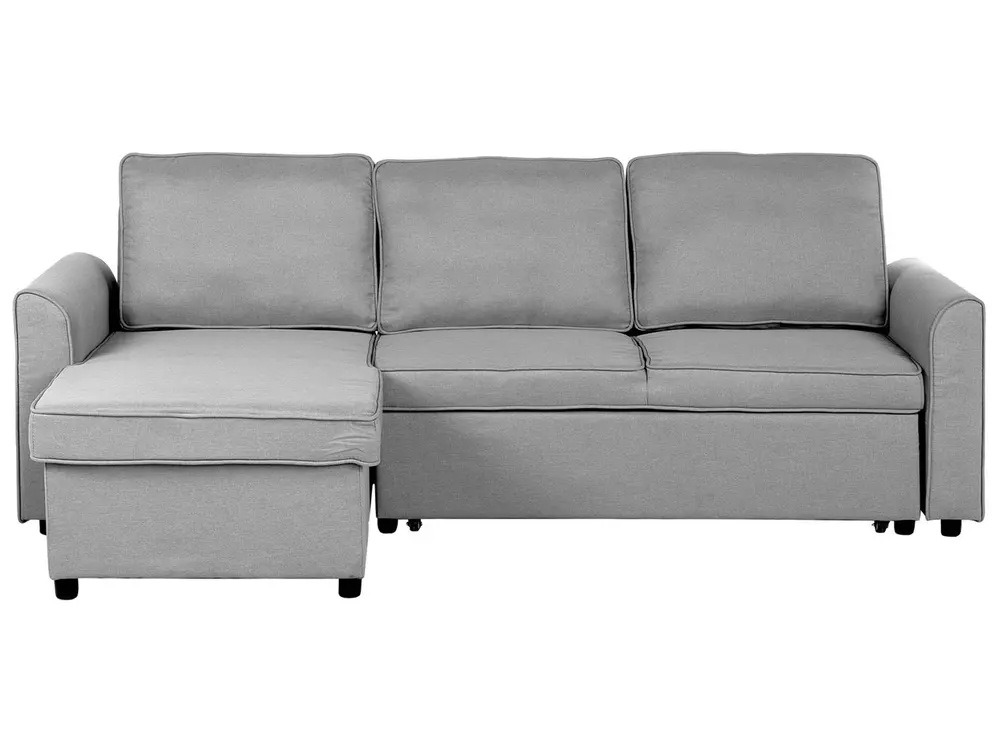 Corner Sofa Bed 3 Seater NESNA with Storage Fabric Light Grey Right Hand