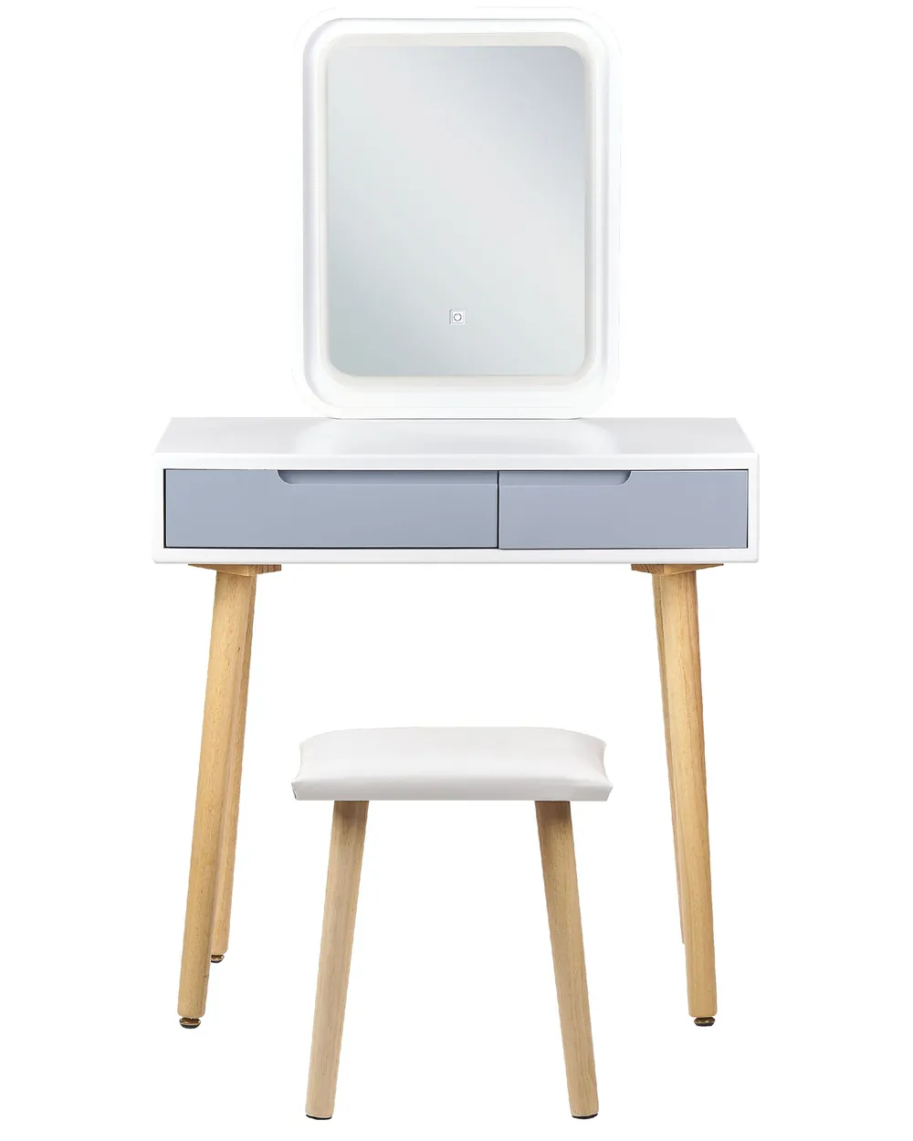 Dressing Table with Mirror and Stool DIEPPE LED White_850236