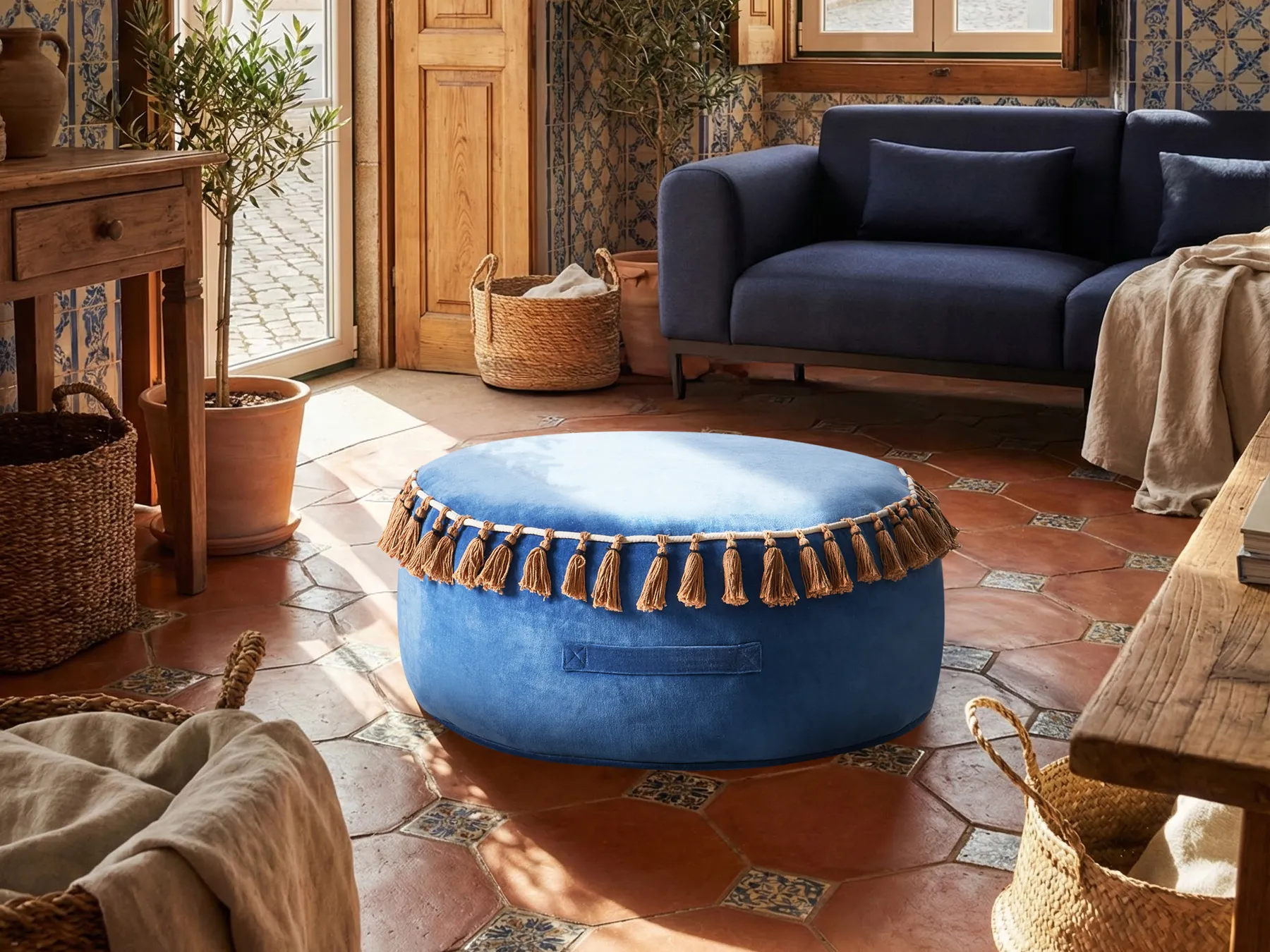 Pouffe GOTHA Velvet Blue_993463