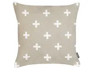 Set of 2 Decorative Cushions VELLEIA 45 x 45 cm Cotton Taupe Geometric Pattern_940095