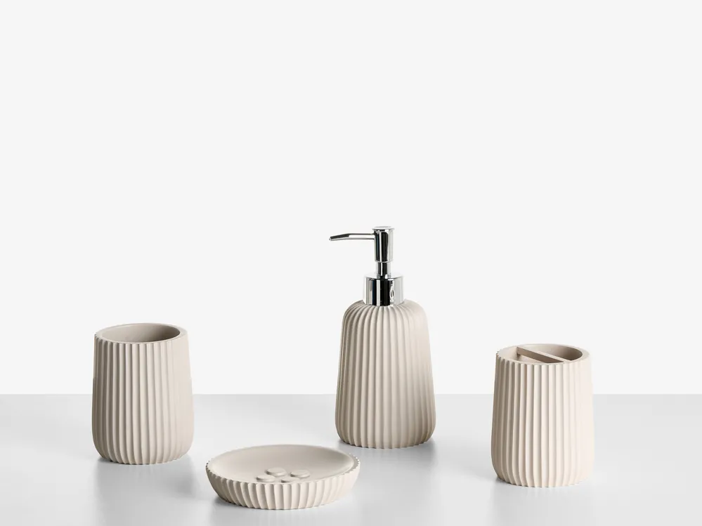 Set med badrumstillbehör i 5 delar POZUZO Beige_1071900
